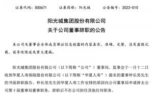 华夏人寿退出阳光城董事局：仲长昊辞任董事职务
