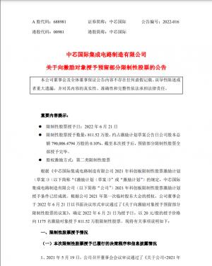 最新!中芯国际发布重要公告