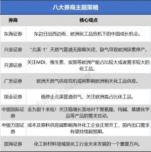 八大券商：东边日出西边雨欧洲化工品危机下的中国成长机会！潜力标的全梳理