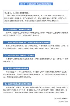 湖北荆门：单缴存职工家庭住房公积金最高贷款额度提至70万元